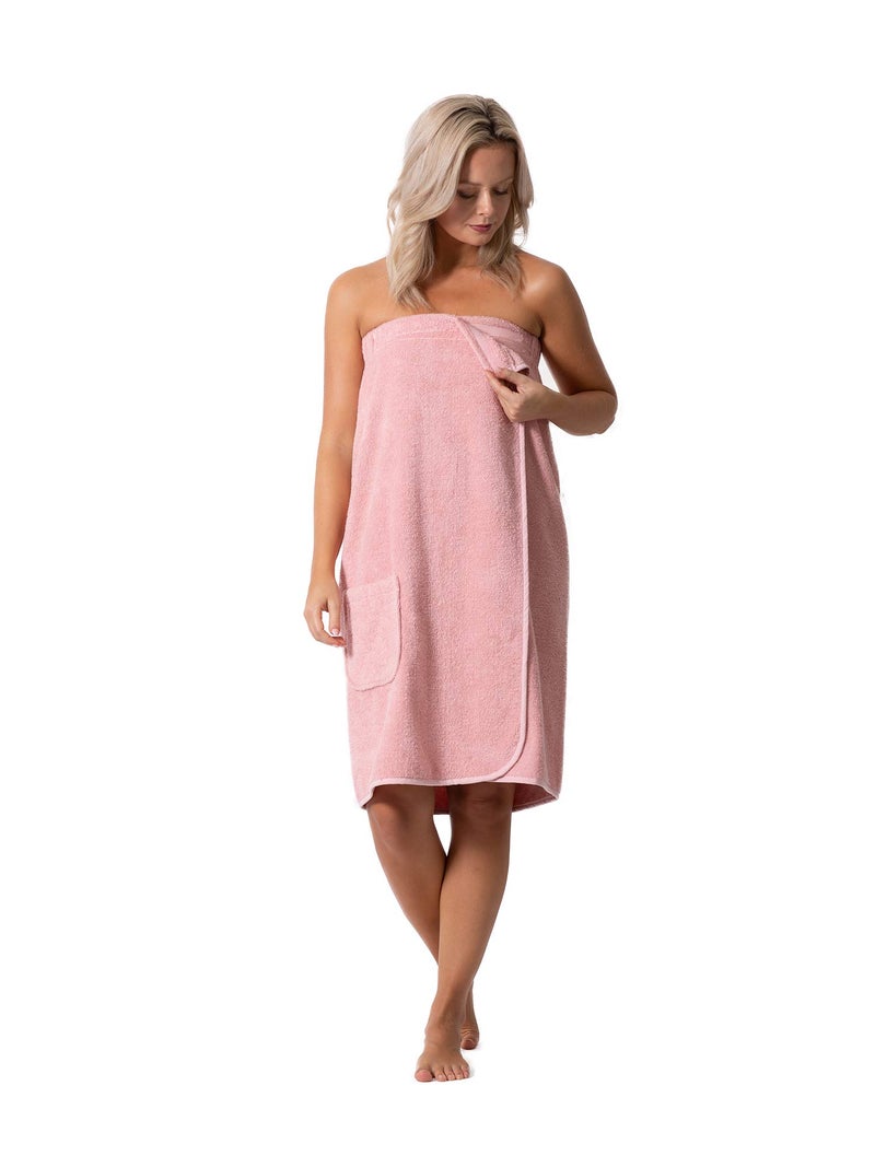 Robe Direct Womenâ€™s Terry Cloth Spa and Bath Towel Wrap with Adjustable Closure & Elastic Top (Powder, Large/One Size) - Image 2